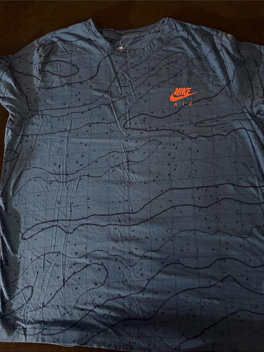 Nike Men's Short-Sleeve Graphic Tee - Blue with Orange Logo